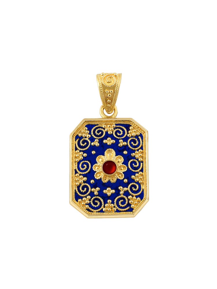 Byzantion - Ruby Pendant with Enamel, in 18k gold