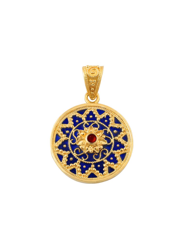Byzantion - Ruby Pendant with Enamel, in 18k gold