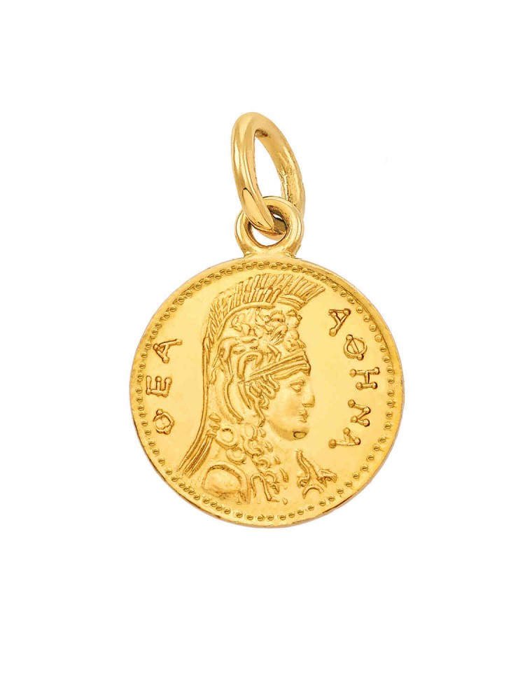 Αθηνά - Μενταγιόν μικρό Nόμισμα, χρυσός 14k