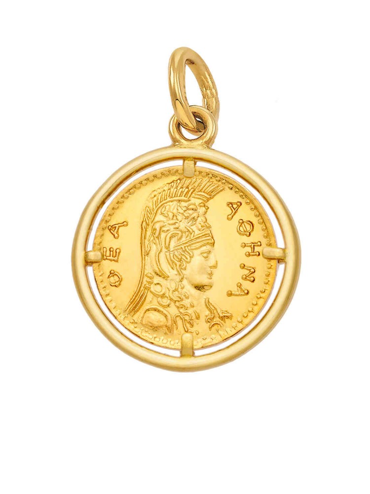 Athena - Ring Coin Pendant, in 14k gold