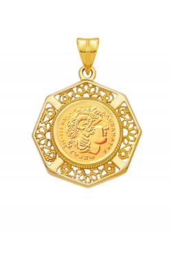 Μέγας Αλέξανδρος - Μενταγιόν Nόμισμα Φιλιγκράν, χρυσός 14k