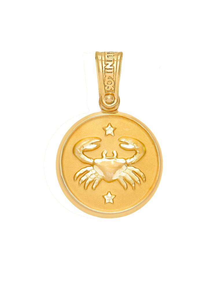 Cancer - Handmade Circular Pendant, in 14k gold