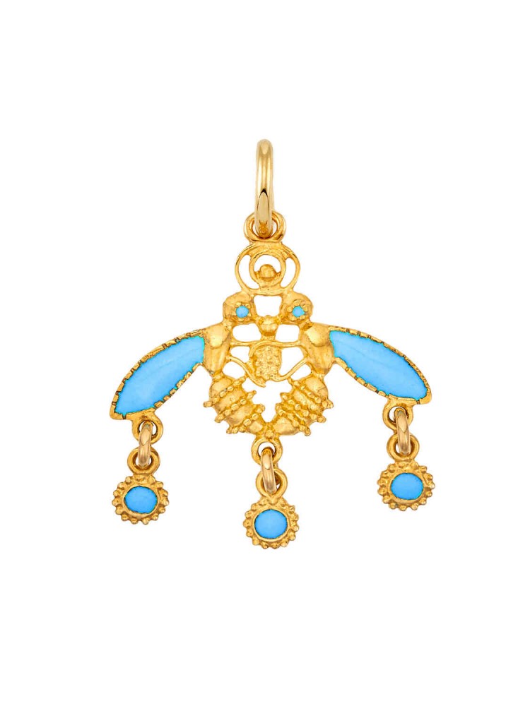 Minoan Bee - Enamel Pendant, in 18k gold
