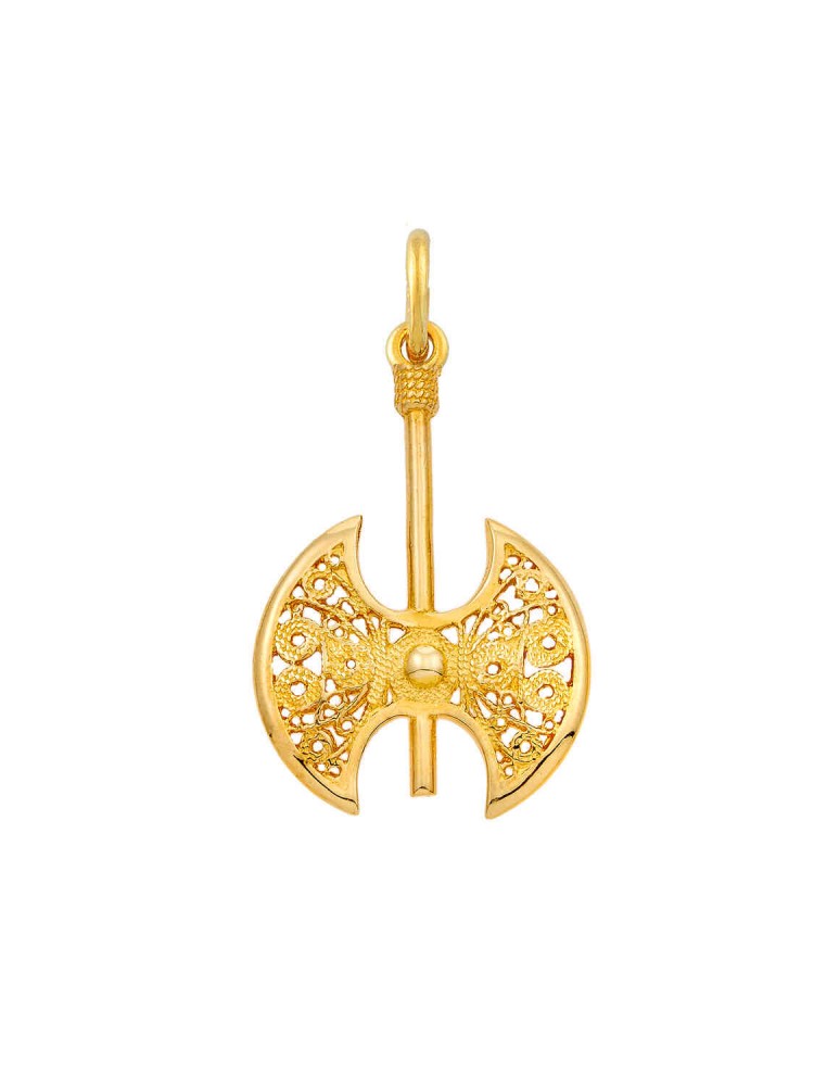 Minoan Double Axe - Handmade Filigree Pendant, in 14k gold