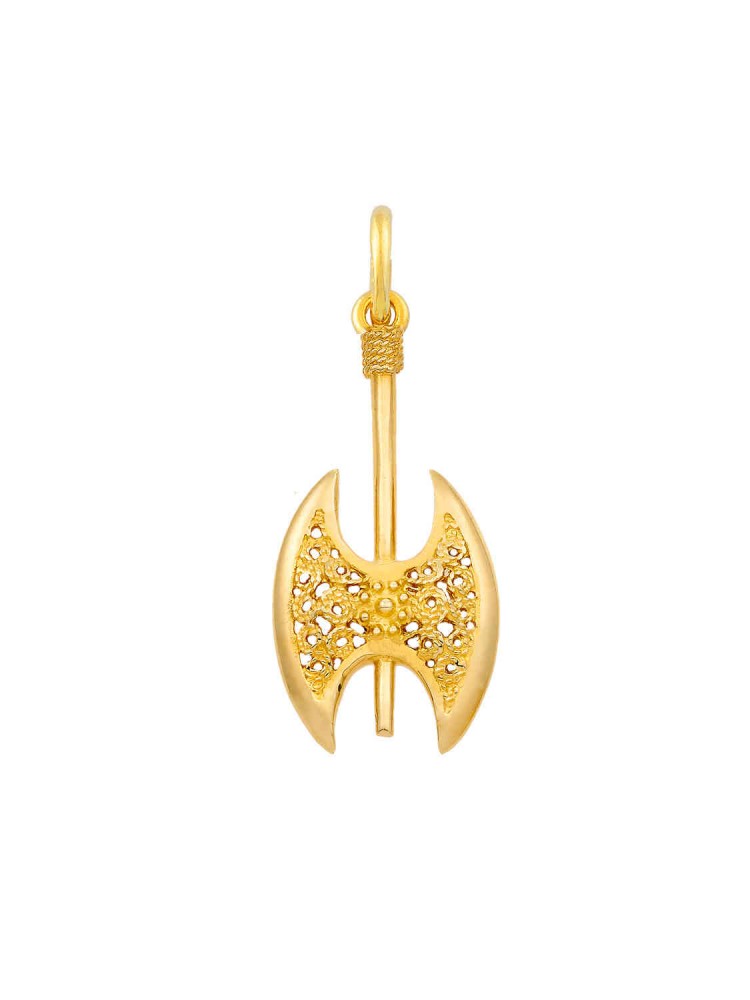 Minoan Double Axe - Handmade Filigree Pendant, in 14k gold