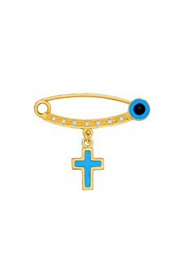 Σταυρός, Παραμάνα με Σμάλτο και Ζιργκόν, χρυσός 14k