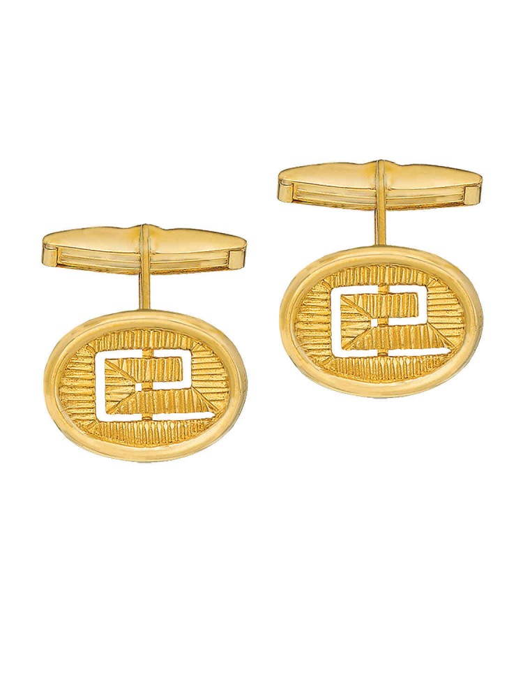 Vassilissa - Oval Cufflinks Meandros, in 14k gold