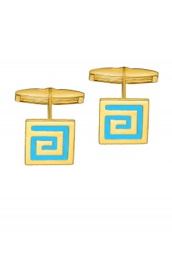 Enamel Cufflinks Meandros, in 14k gold