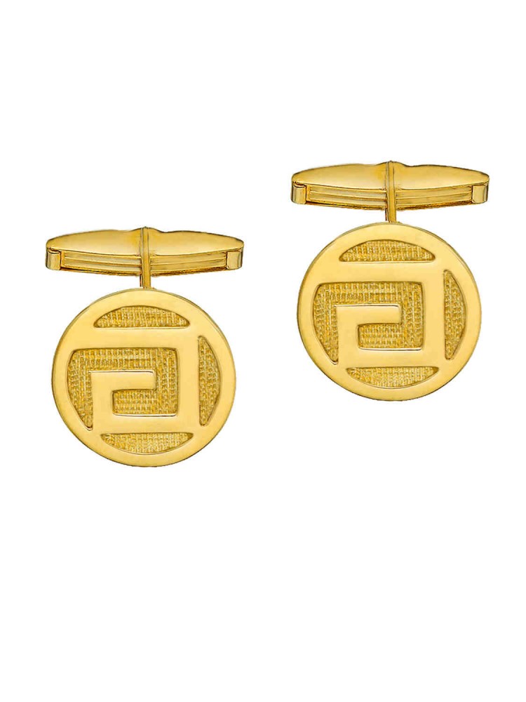 Circular Cufflinks Meandros, in 14k gold