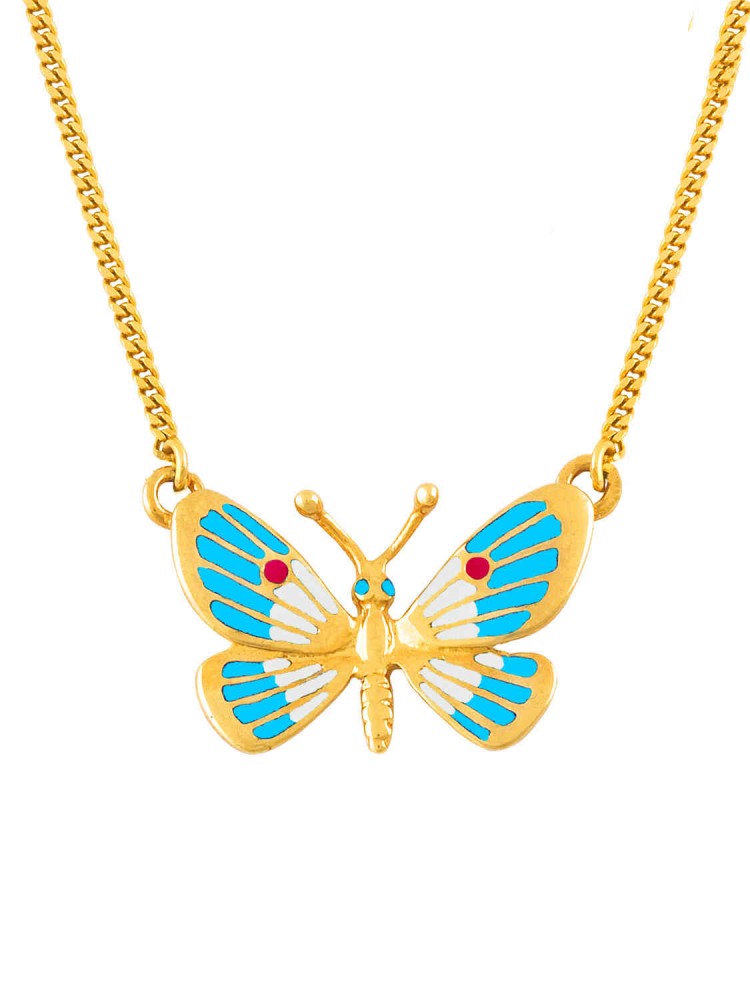 Batterfly - Handmade Enamel Necklase, in 18k gold