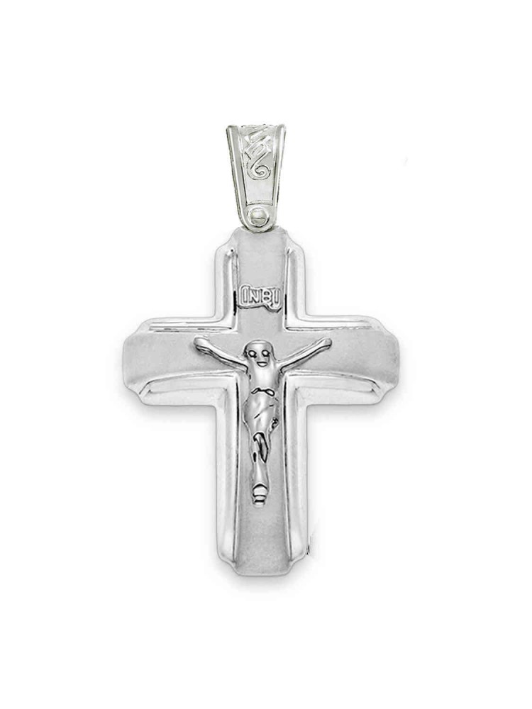 Minimal Jesus Crucifixion Cross, in 14k white gold