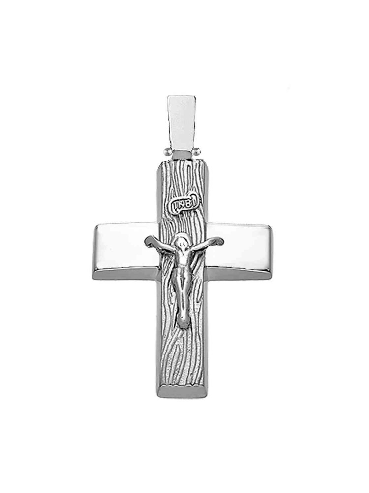 Minimal Jesus Crucifixion Cross, in 14k white gold