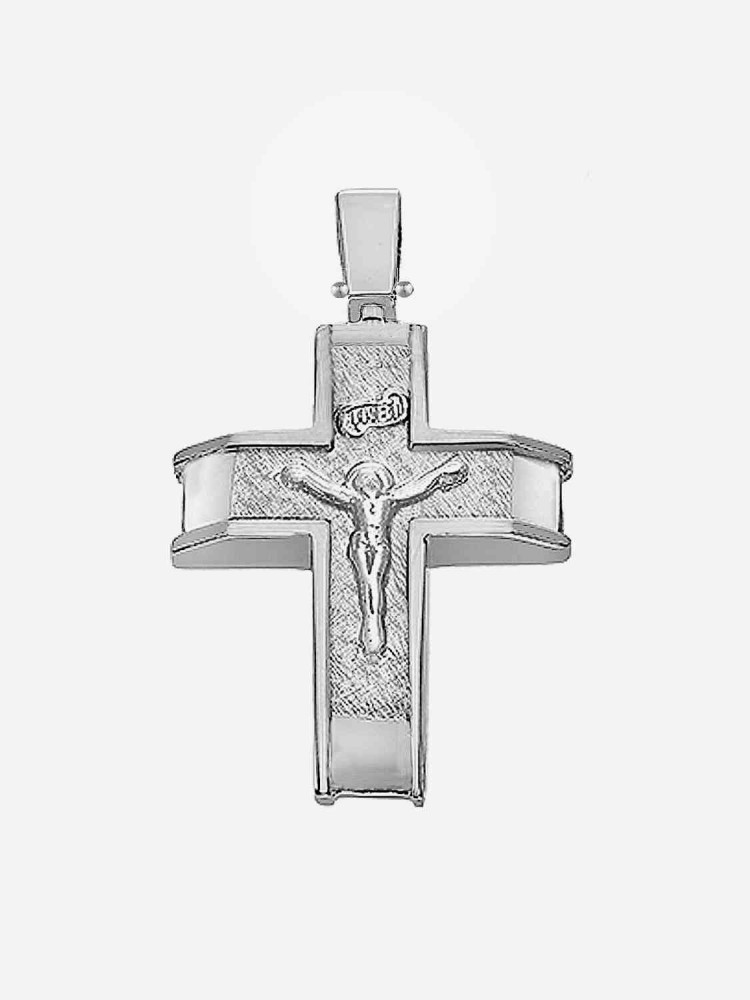 Minimal Jesus Crucifixion Cross, in 14k white gold