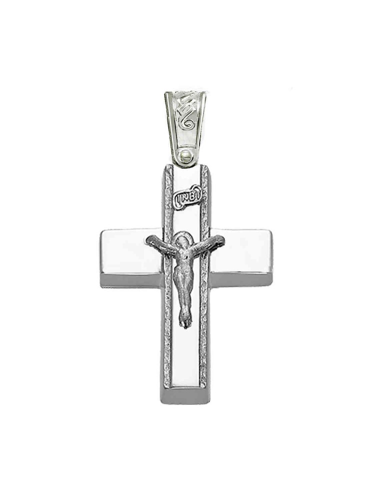Minimal Jesus Crucifixion Cross, in 14k white gold