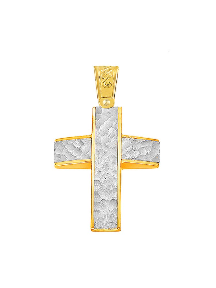 Minimal Cross, in 14k gold and white gold