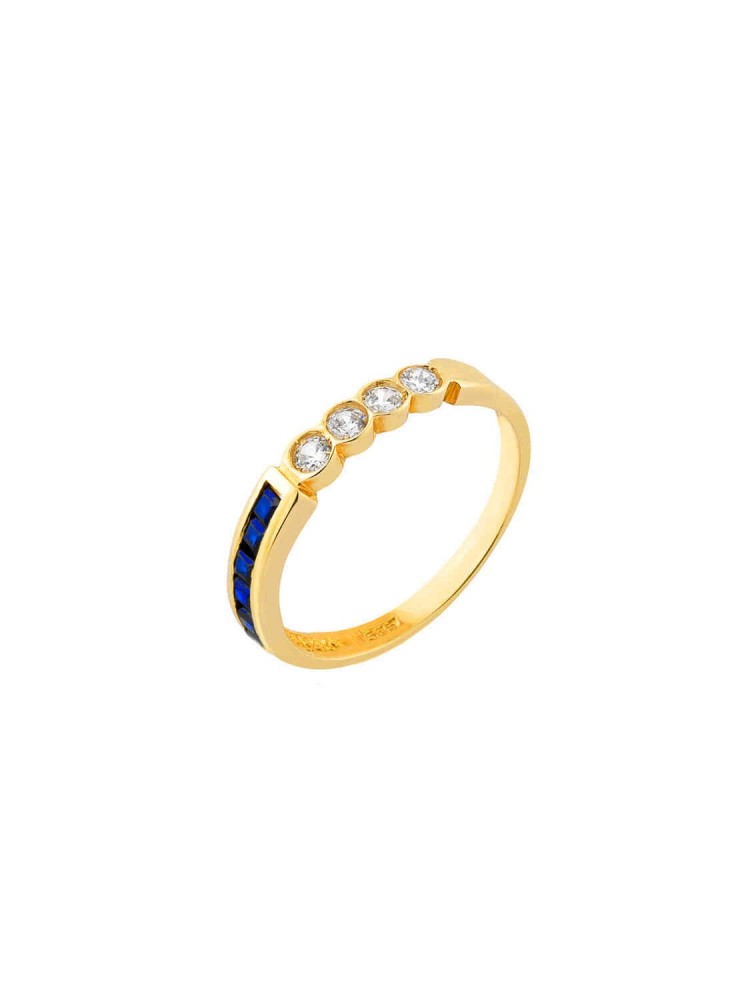 Handmade Ring with precious Stones and Zircons, in 14k gold