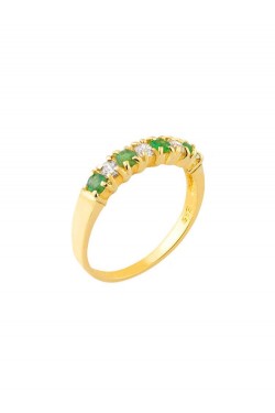Handmade Ring with precious Stones and Zircons, in 14k gold