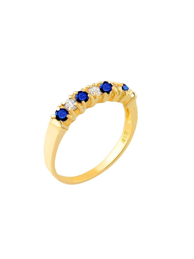 Handmade Ring with precious Stones and Zircons, in 14k gold