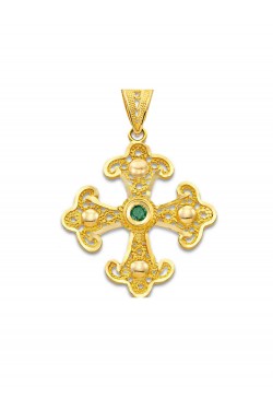 Orthodox - Filigree Handmade precious Stone Cross, in 18k gold