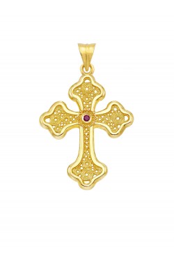 Orthodox - Filigree Handmade precious Stone Cross, in 18k gold