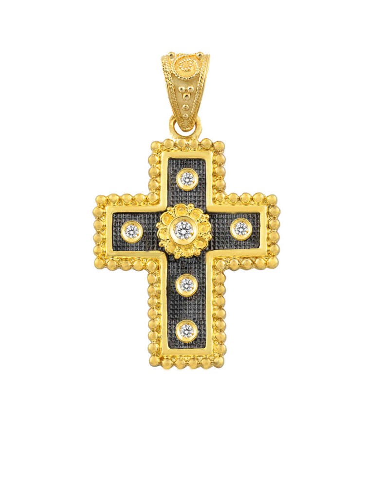 Ιουστινιανός - Χειροποίητος Σταυρός με Μπριγιάν, χρυσός 18k