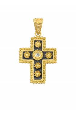 Ιουστινιανός - Χειροποίητος Σταυρός με Μπριγιάν, χρυσός 18k