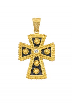 Ιουστινιανός - Χειροποίητος Σταυρός με Μπριγιάν, χρυσός 18k