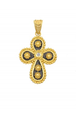 Ιουστινιανός - Χειροποίητος Σταυρός με Μπριγιάν, χρυσός 18k