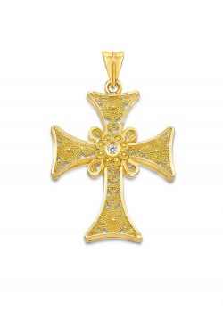 Μάλτα- Φιλιγκράν Χειροποίητος Σταυρός με Ζιργκόν, χρυσός 14k