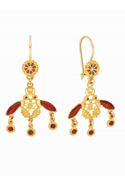 Minoan Bee - Drop Enamel Earrings, in 18k gold