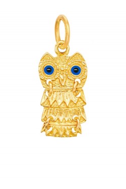 Κουκουβάγια - Χειροποίητο Μενταγιόν με μπλε χάντρα