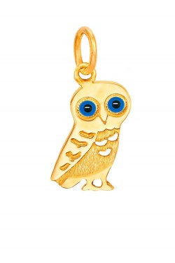 Κουκουβάγια - Χειροποίητο Μενταγιόν με μπλε χάντρα