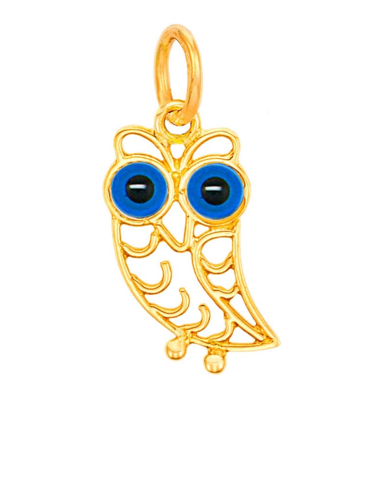 Κουκουβάγια - Φιλιγκράν Χειροποίητο Μενταγιόν με μπλε χάντρα