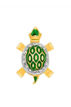 Χελώνα - Χειροποίητο Μενταγιόν με Ζιργκόν και Σμάλτο, χρυσός 14k