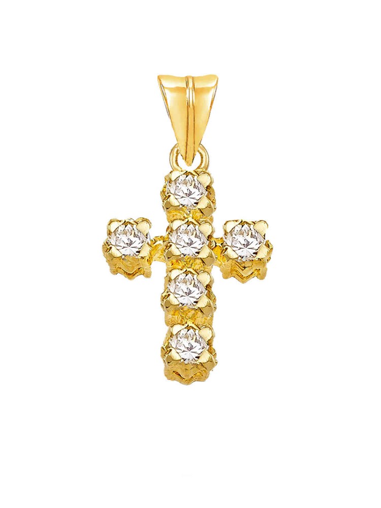 Minimal Σταυρός με Ζιργκόν, χρυσός 18k