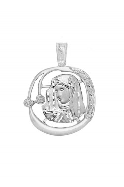 Παναγία και Χριστός - Χειροποίητο Μενταγιόν με Ζιργκόν