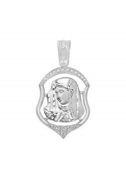 Παναγία και Χριστός - Χειροποίητο Μενταγιόν με Ζιργκόν