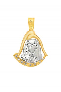 Παναγία και Χριστός - Χειροποίητο Μενταγιόν με Ζιργκόν