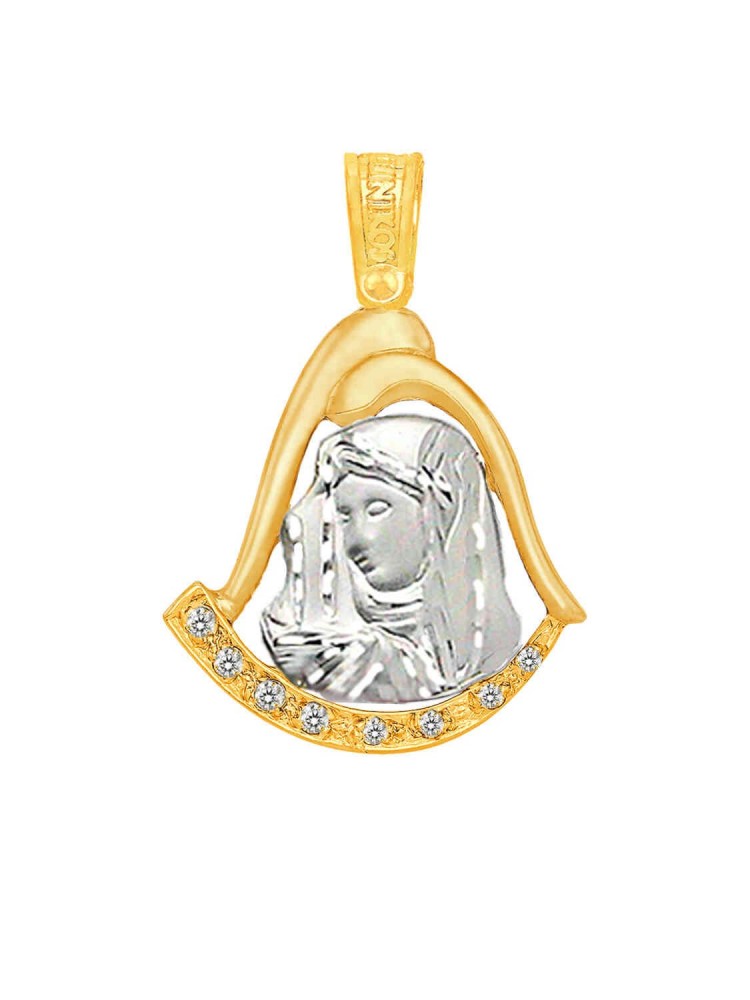 Παναγία και Χριστός - Χειροποίητο Μενταγιόν με Ζιργκόν