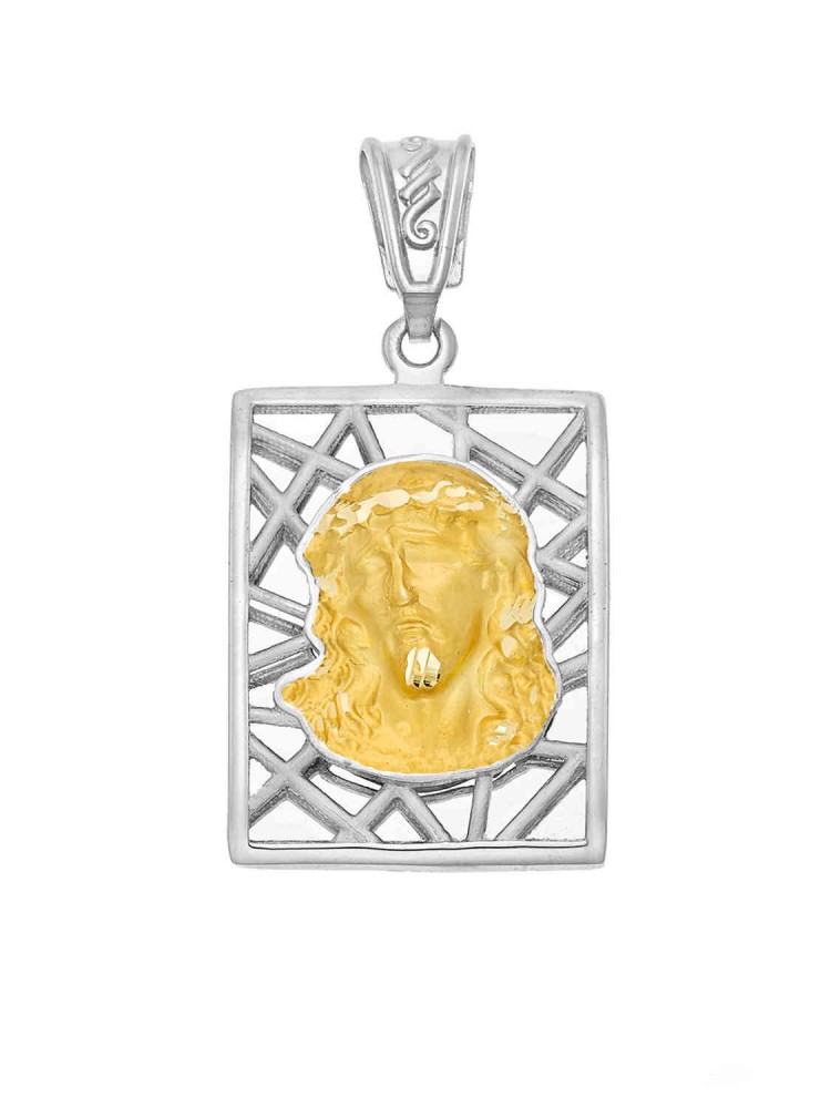 Jesus Christ - Handmade Pendant, in 14k gold and white gold