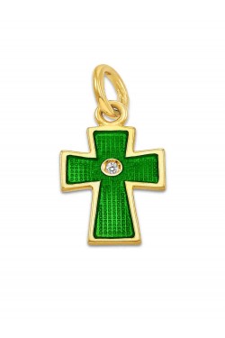 Enamel Cross with Brilliant, in 18k gold