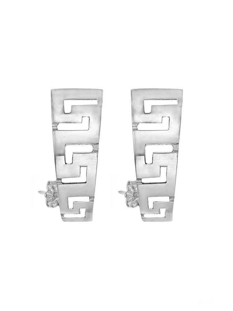 Meandros Earrings, in 14k white gold