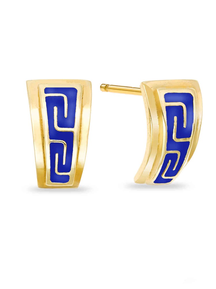 Meandros - Enamel Earrings, in 14k gold