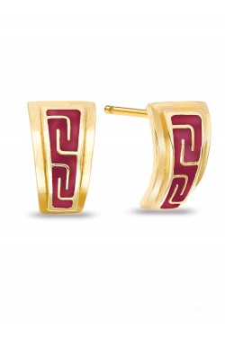 Meandros - Enamel Earrings, in 14k gold