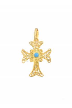 Byzantion - Filigree Handmade Enamel Cross, in 18k gold