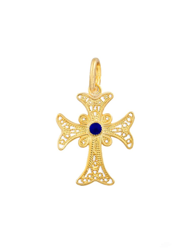 Byzantion - Filigree Handmade Enamel Cross, in 18k gold