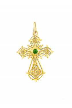 Crown - Filigree Handmade Enamel Cross, in 18k gold
