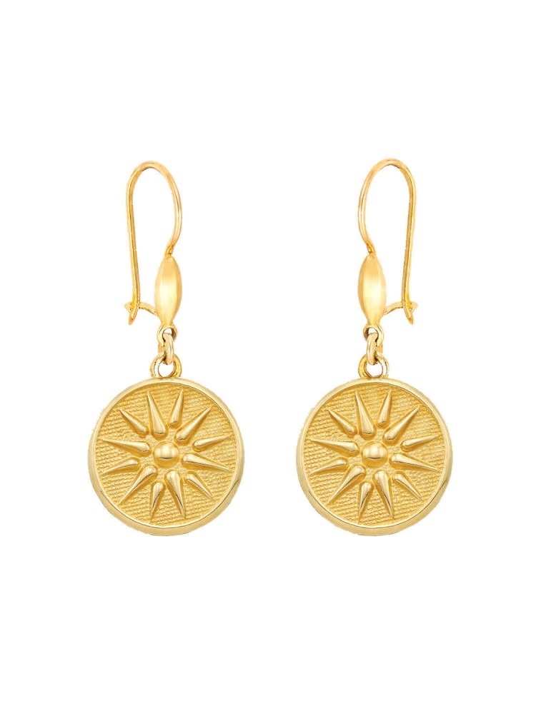 Vergina - Drop Earrings with Coin, in 14k gold