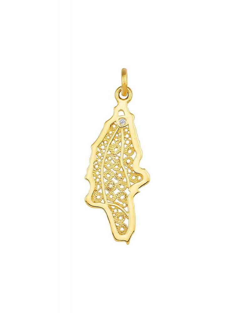Rhodes Island - Filigree Handmade precious Stone Pendant, in 18k gold