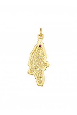 Rhodes Island - Filigree Handmade precious Stone Pendant, in 18k gold